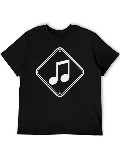 Musical Note Graphic Tee - Black Cotton T-Shirt