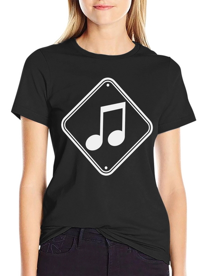Musical Note Graphic Tee - Black Cotton T-Shirt