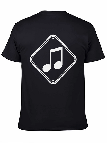 Musical Note Graphic Tee - Black Cotton T-Shirt