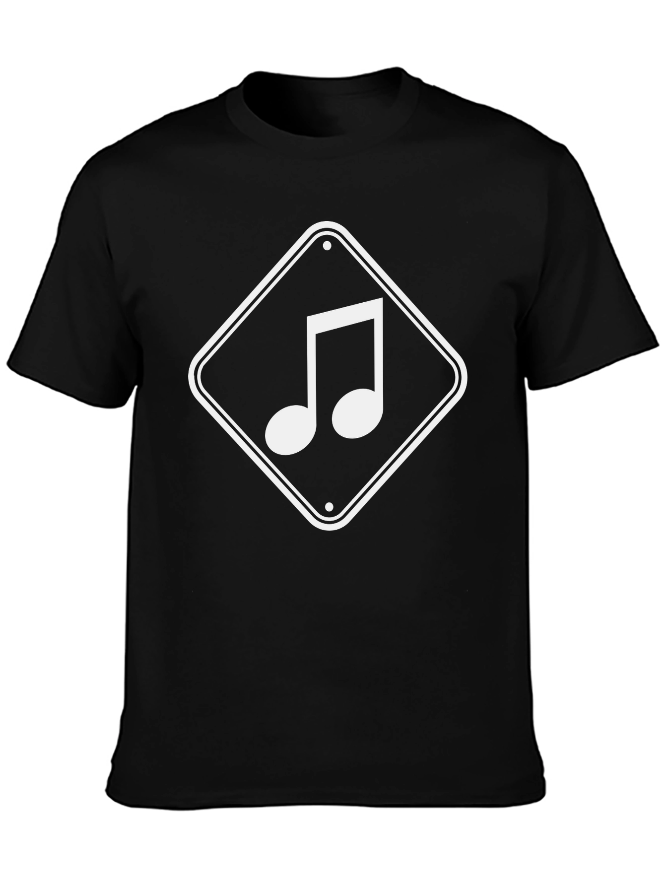 Musical Note Graphic Tee - Black Cotton T-Shirt