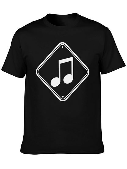 Musical Note Graphic Tee - Black Cotton T-Shirt
