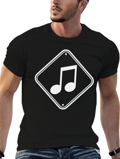 Musical Note Graphic Tee - Black Cotton T-Shirt
