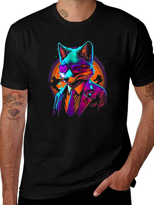 Cool Fox in Suit Black T-Shirt