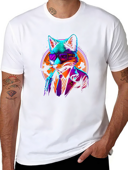 Cool Fox in Suit Black T-Shirt