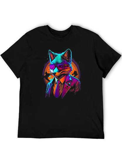 Cool Fox in Suit Black T-Shirt