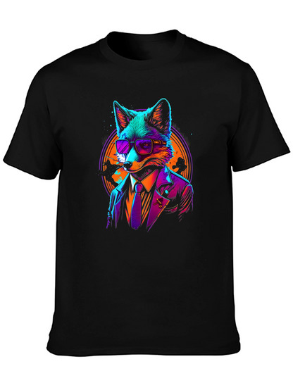 Cool Fox in Suit Black T-Shirt