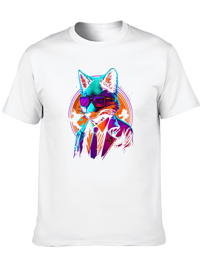 Cool Fox in Suit Black T-Shirt