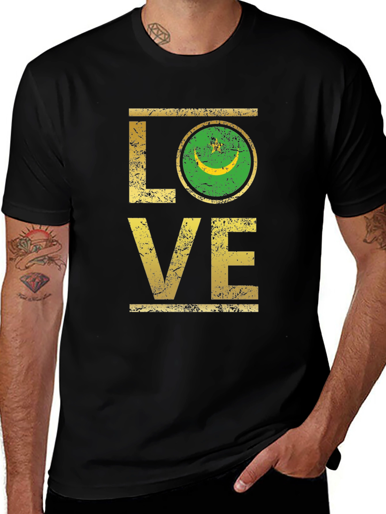 Mauritania Flag Love Graphic T-Shirt