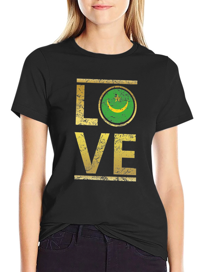 Mauritania Flag Love Graphic T-Shirt