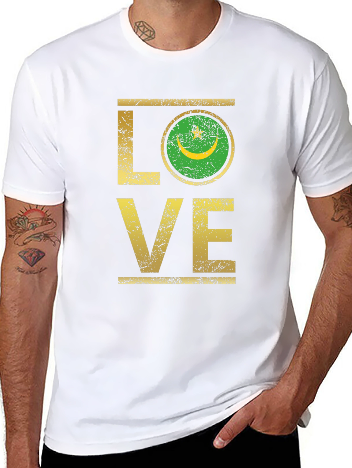 Mauritania Flag Love Graphic T-Shirt