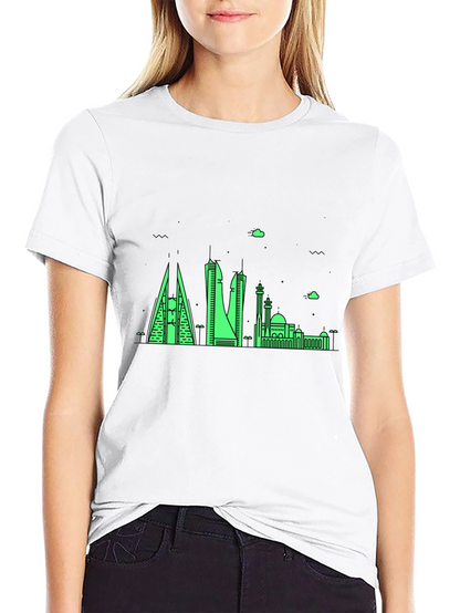 Neon Skyline Graphic Tee - Bahrain Cityscape