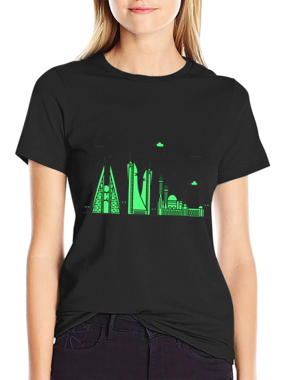 Neon Skyline Graphic Tee - Bahrain Cityscape