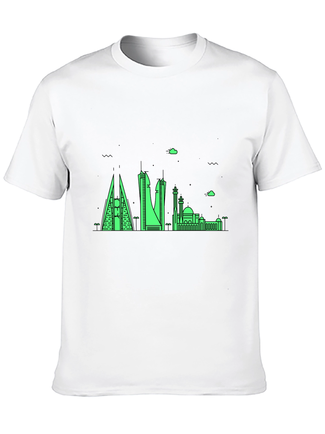 Neon Skyline Graphic Tee - Bahrain Cityscape