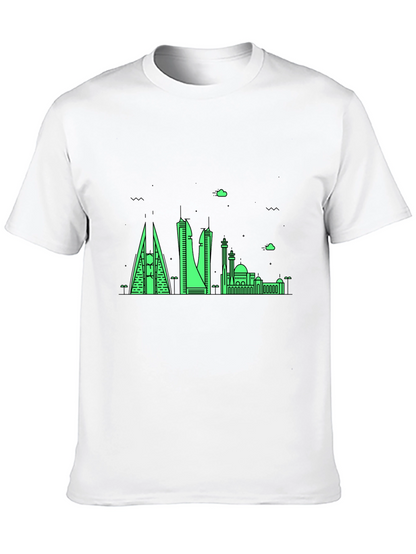 Neon Skyline Graphic Tee - Bahrain Cityscape