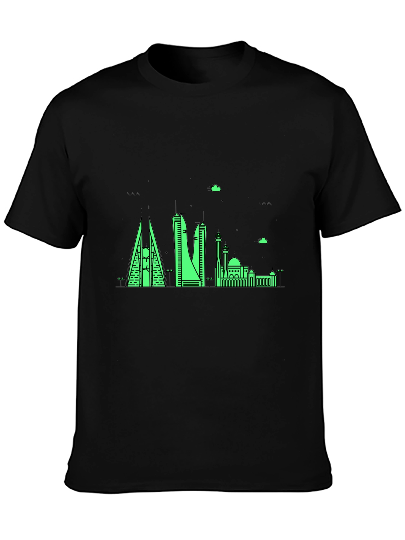 Neon Skyline Graphic Tee - Bahrain Cityscape