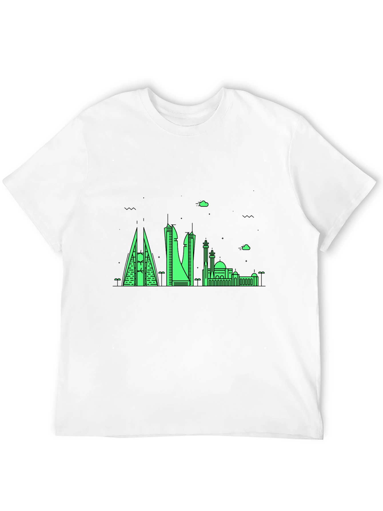 Neon Skyline Graphic Tee - Bahrain Cityscape