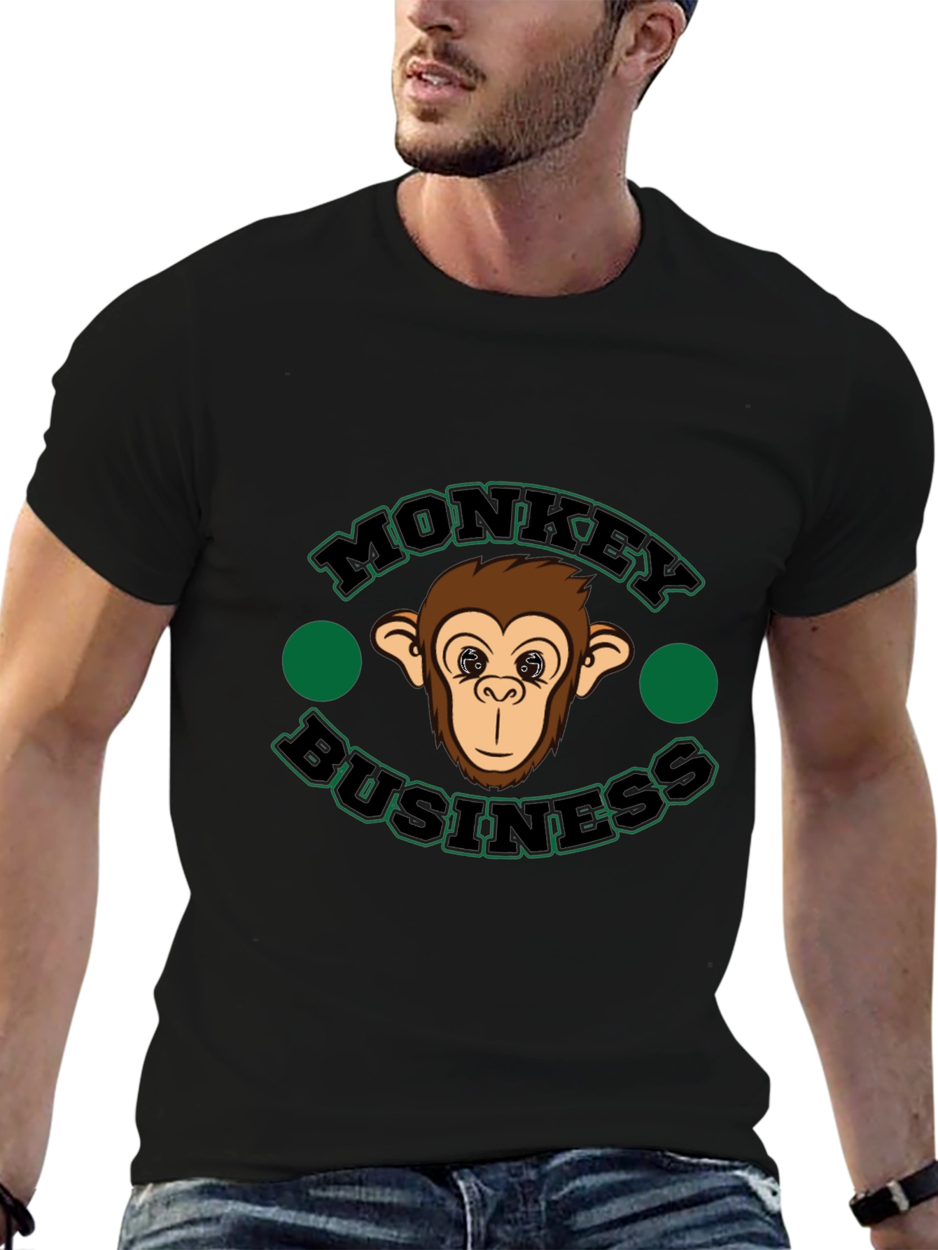 Monkey Business Graphic T-Shirt - Black Cotton Tee