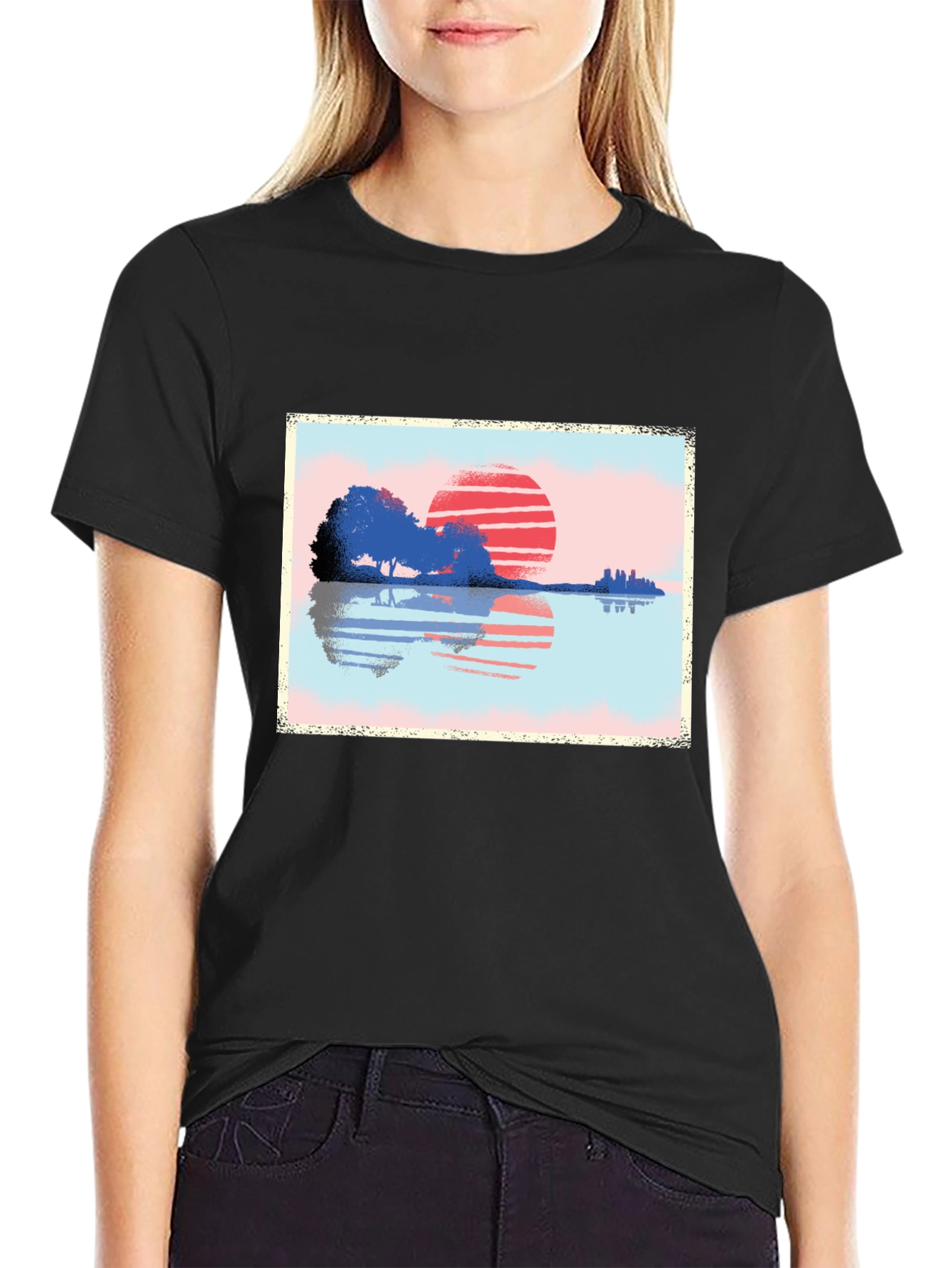 Sunset Reflection Graphic T-Shirt - Nature Inspired Art