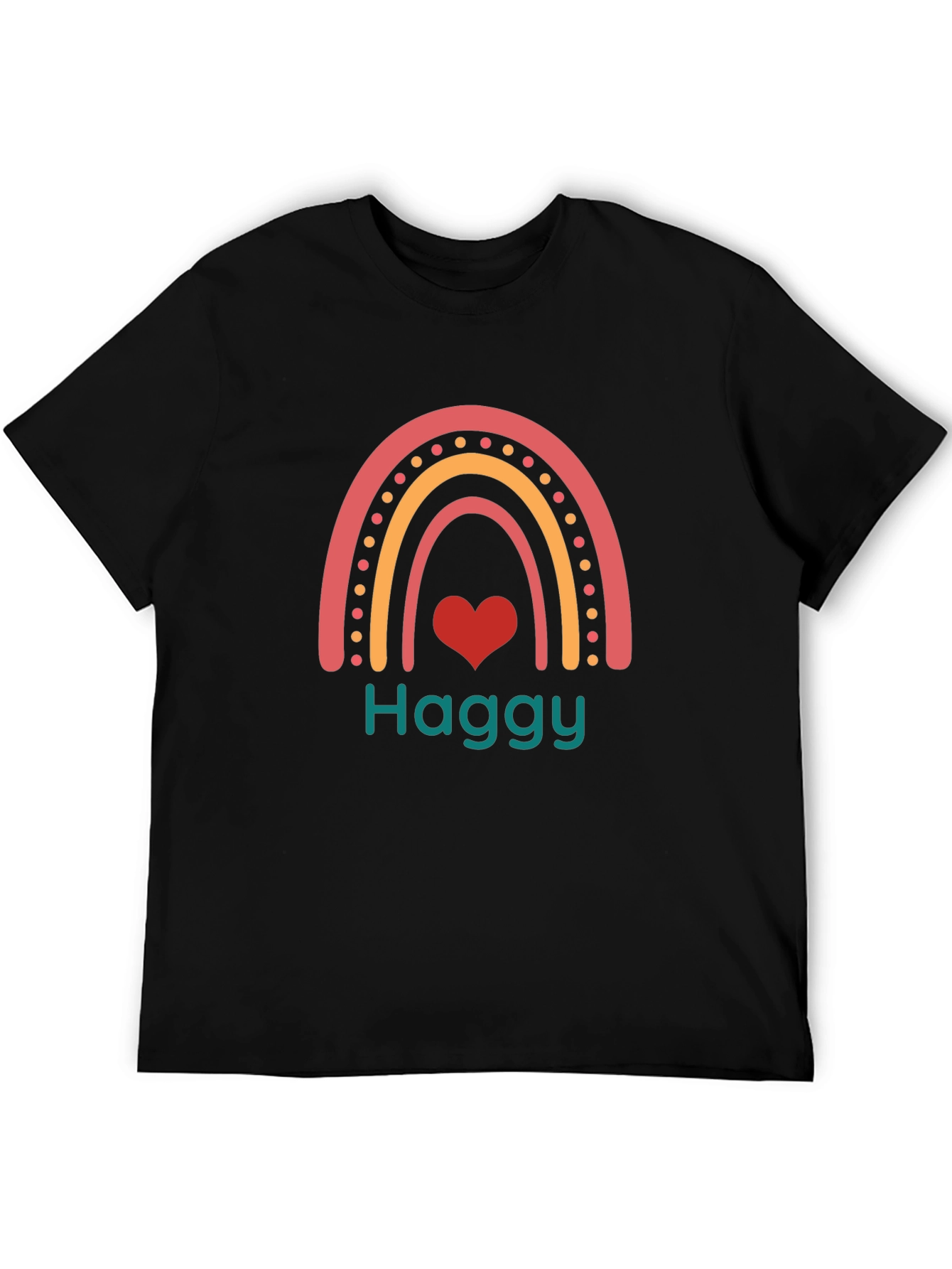 Haggy Rainbow Heart Tee - Black Cotton Blend