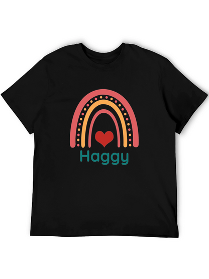 Haggy Rainbow Heart Tee - Black Cotton Blend