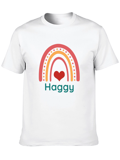 Haggy Rainbow Heart Tee - Black Cotton Blend