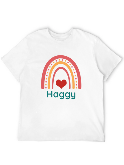 Haggy Rainbow Heart Tee - Black Cotton Blend