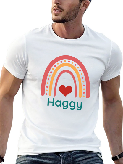 Haggy Rainbow Heart Tee - Black Cotton Blend