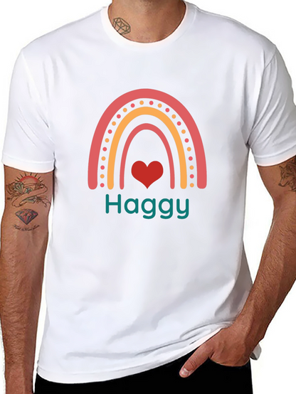 Haggy Rainbow Heart Tee - Black Cotton Blend