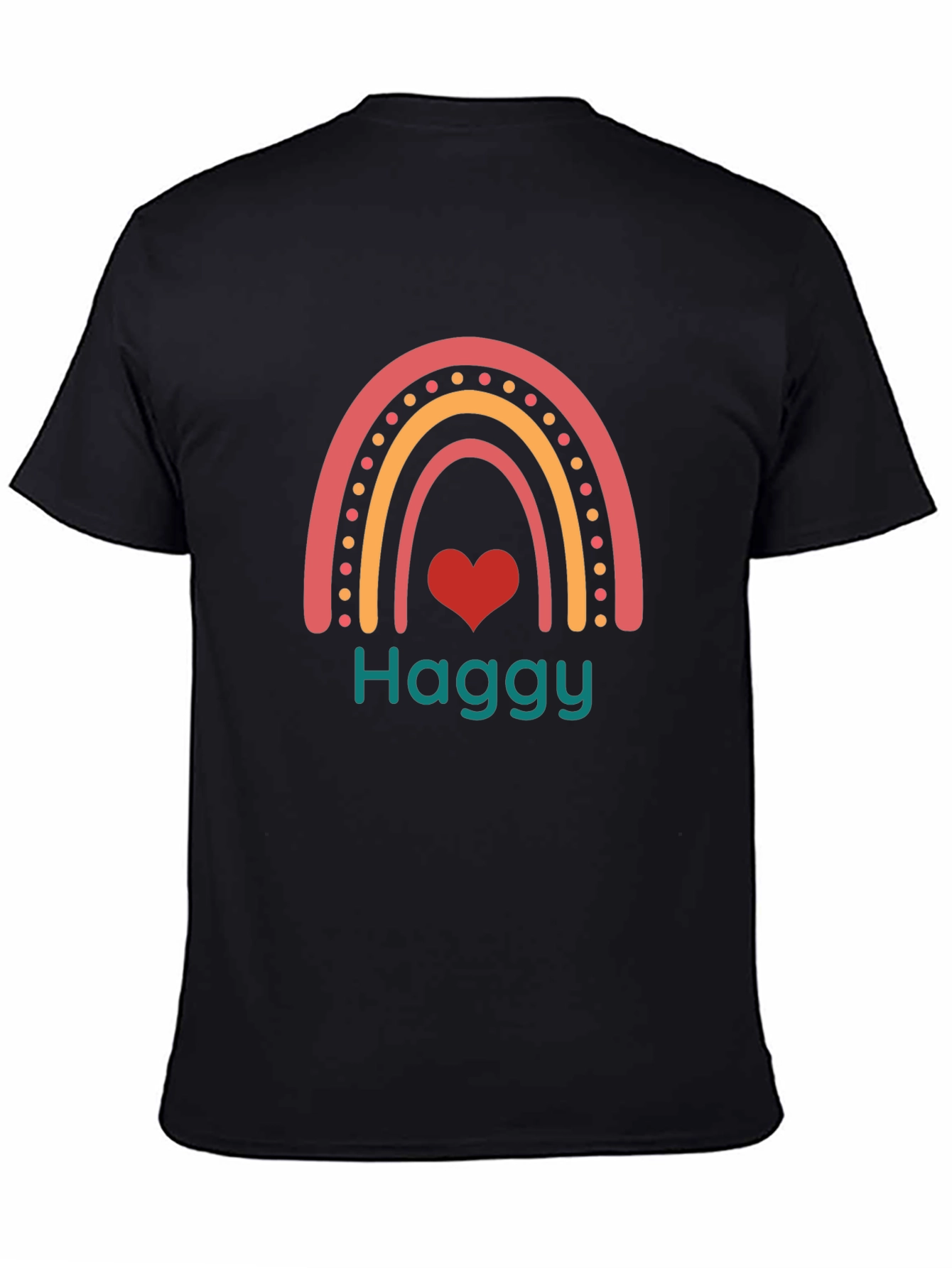 Haggy Rainbow Heart Tee - Black Cotton Blend