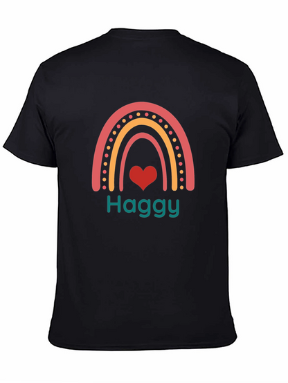 Haggy Rainbow Heart Tee - Black Cotton Blend