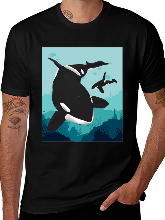 Orca Whale Graphic Tee - Black