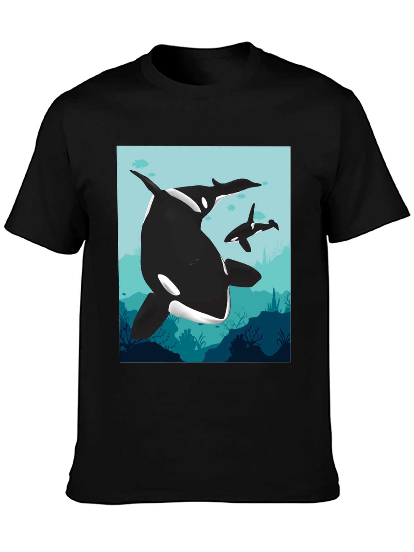 Orca Whale Graphic Tee - Black