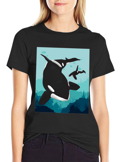 Orca Whale Graphic Tee - Black