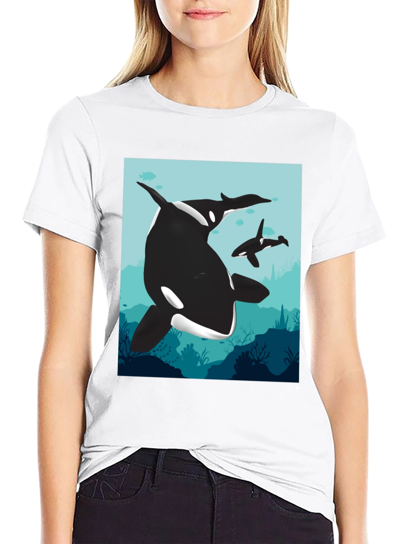 Orca Whale Graphic Tee - Black