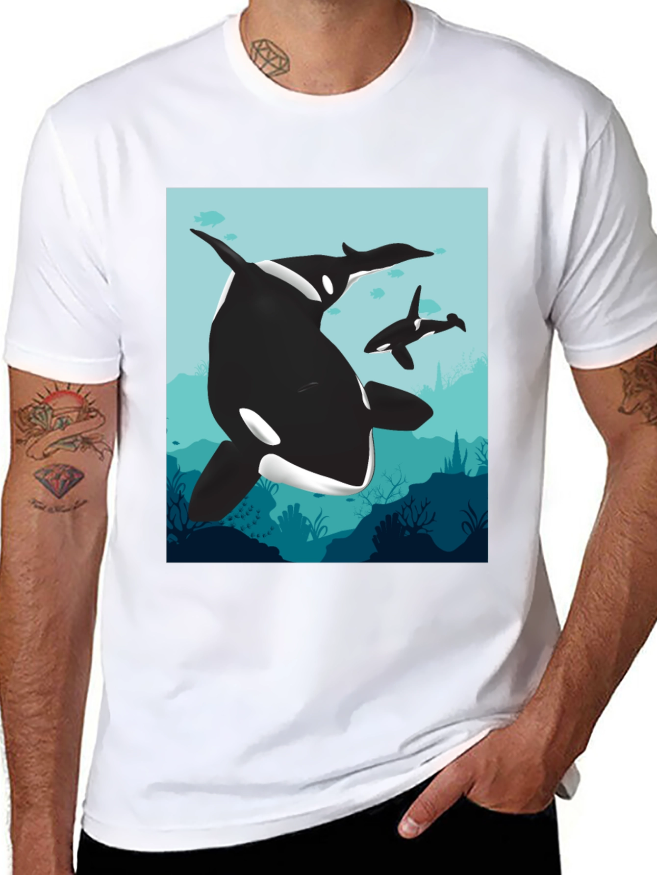 Orca Whale Graphic Tee - Black