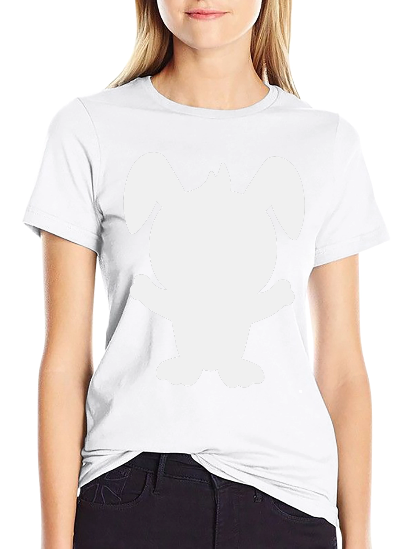 Cute Bunny Silhouette Black T-Shirt