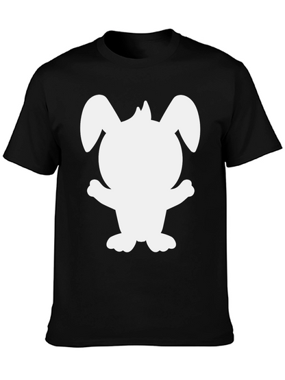 Cute Bunny Silhouette Black T-Shirt