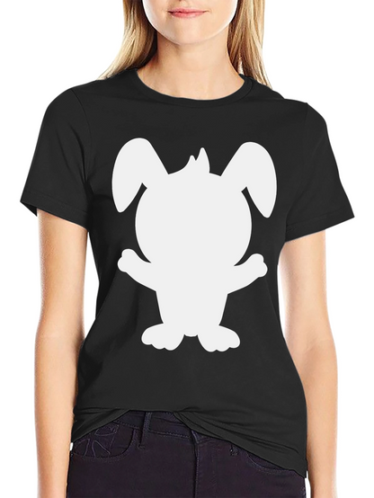 Cute Bunny Silhouette Black T-Shirt
