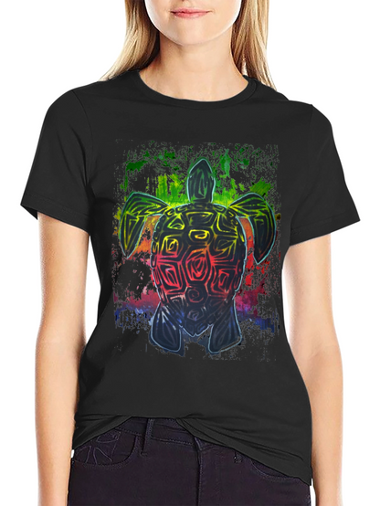 Rainbow Turtle Graphic Black T-Shirt