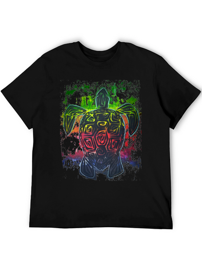 Rainbow Turtle Graphic Black T-Shirt