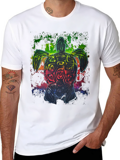 Rainbow Turtle Graphic Black T-Shirt
