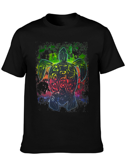 Rainbow Turtle Graphic Black T-Shirt