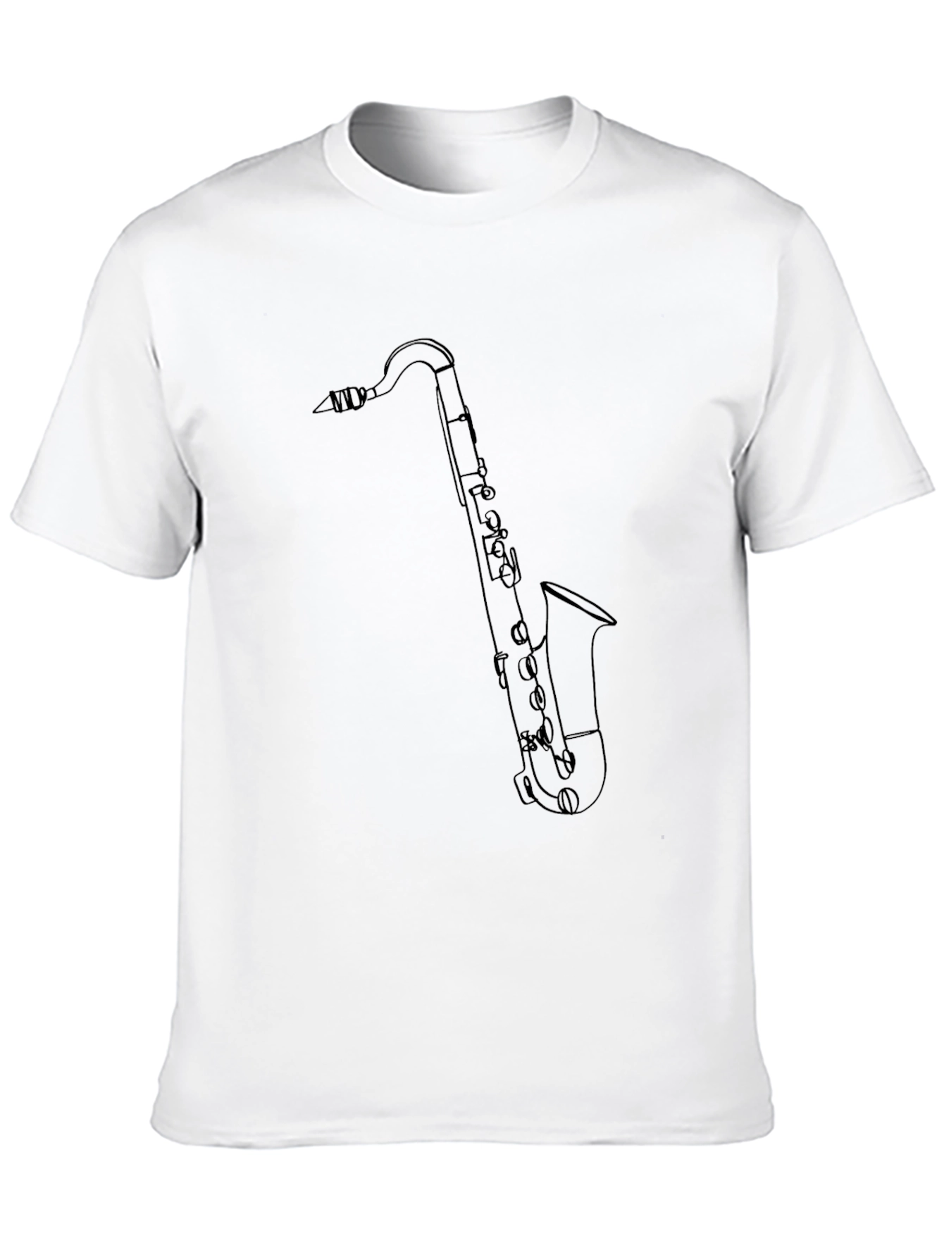 Saxophone Outline Graphic Tee - Black Cotton Blend