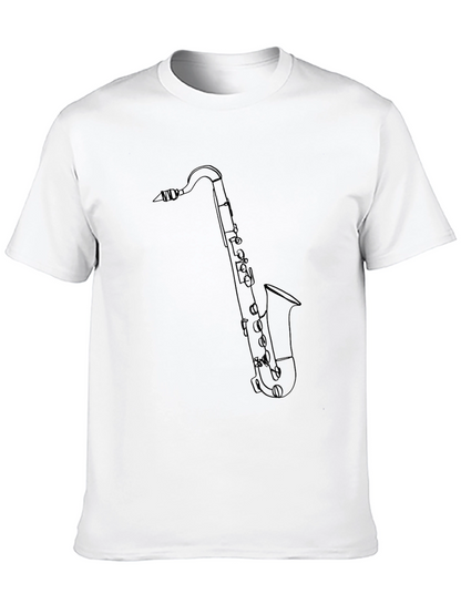 Saxophone Outline Graphic Tee - Black Cotton Blend