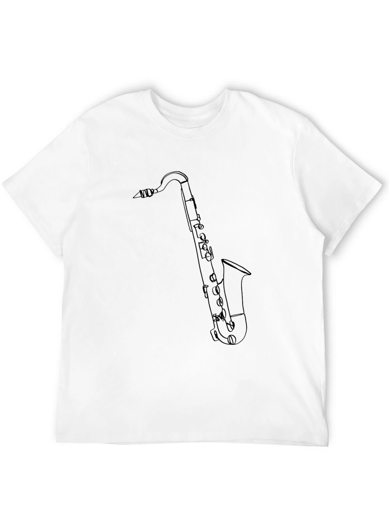 Saxophone Outline Graphic Tee - Black Cotton Blend