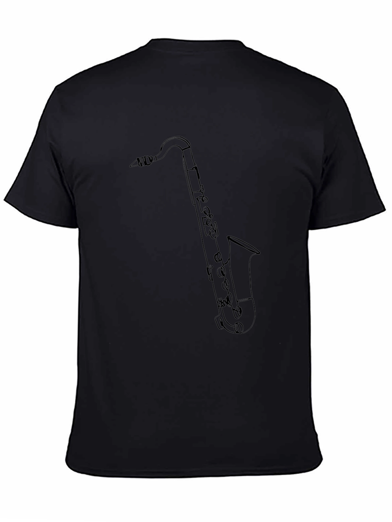 Saxophone Outline Graphic Tee - Black Cotton Blend