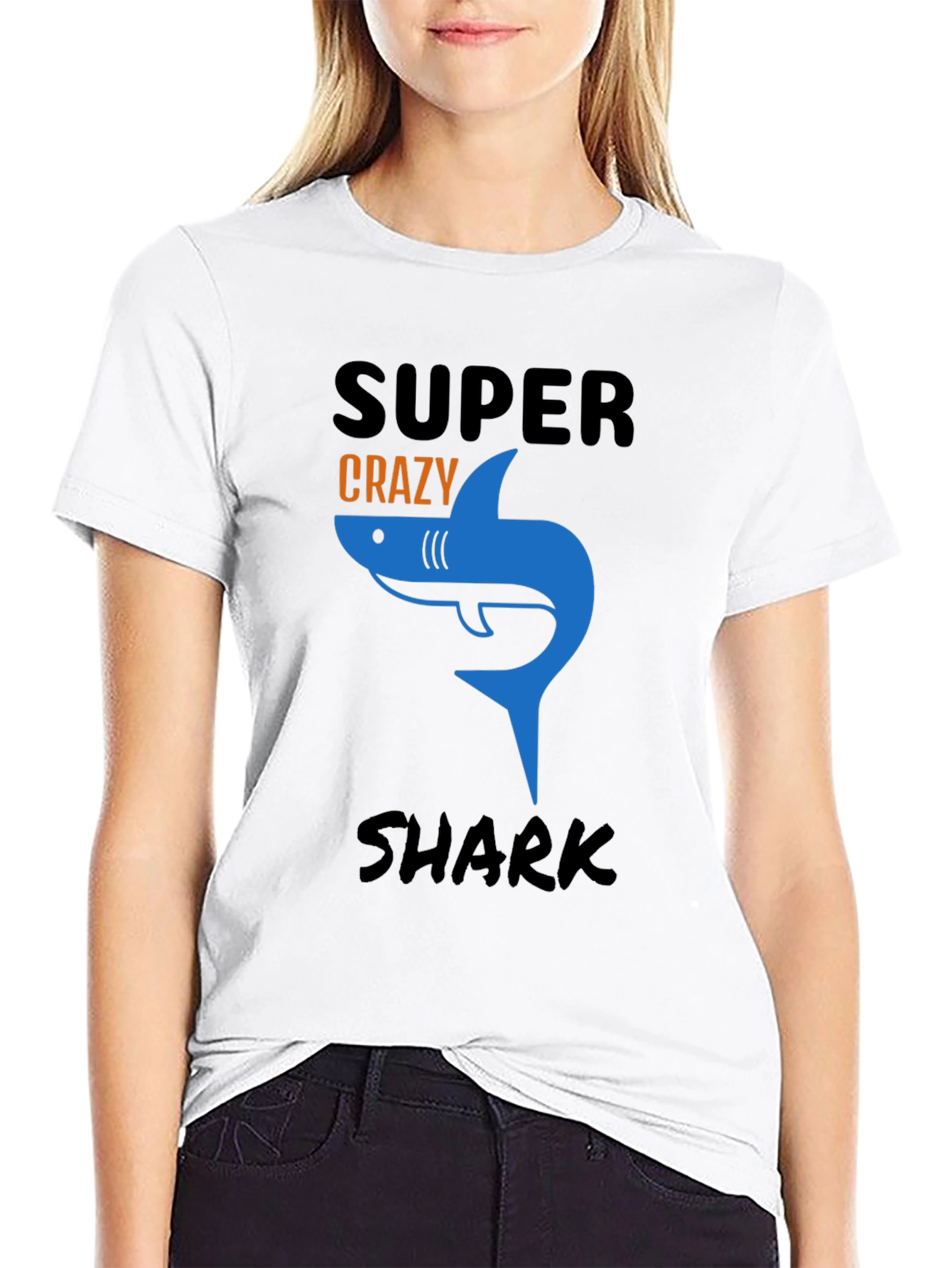 Super Crazy Shark Graphic Tee - Mens Black T-Shirt