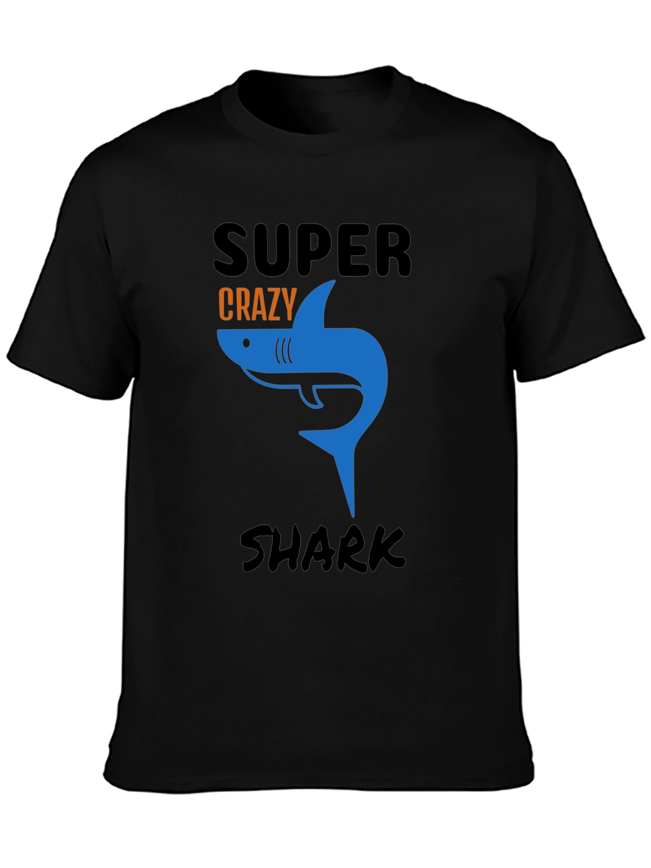 Super Crazy Shark Graphic Tee - Mens Black T-Shirt