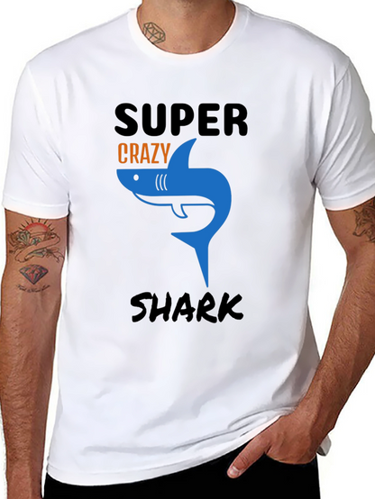 Super Crazy Shark Graphic Tee - Mens Black T-Shirt