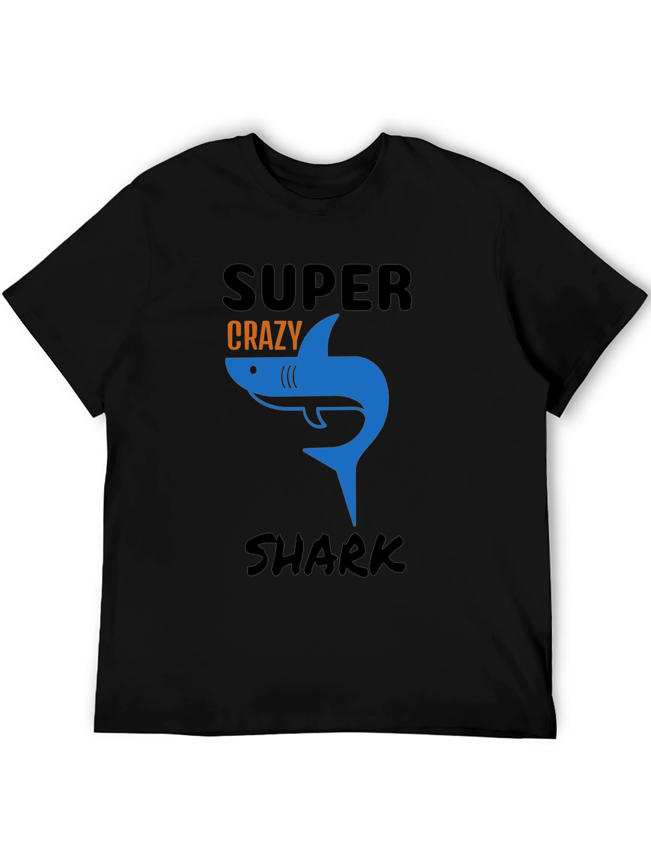 Super Crazy Shark Graphic Tee - Mens Black T-Shirt